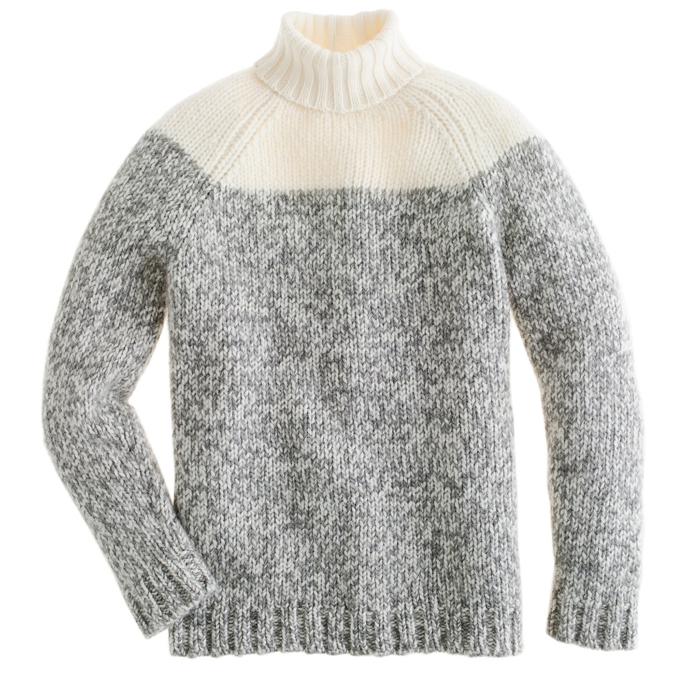 J. Crew Colorblock Wool Turtleneck Sweater